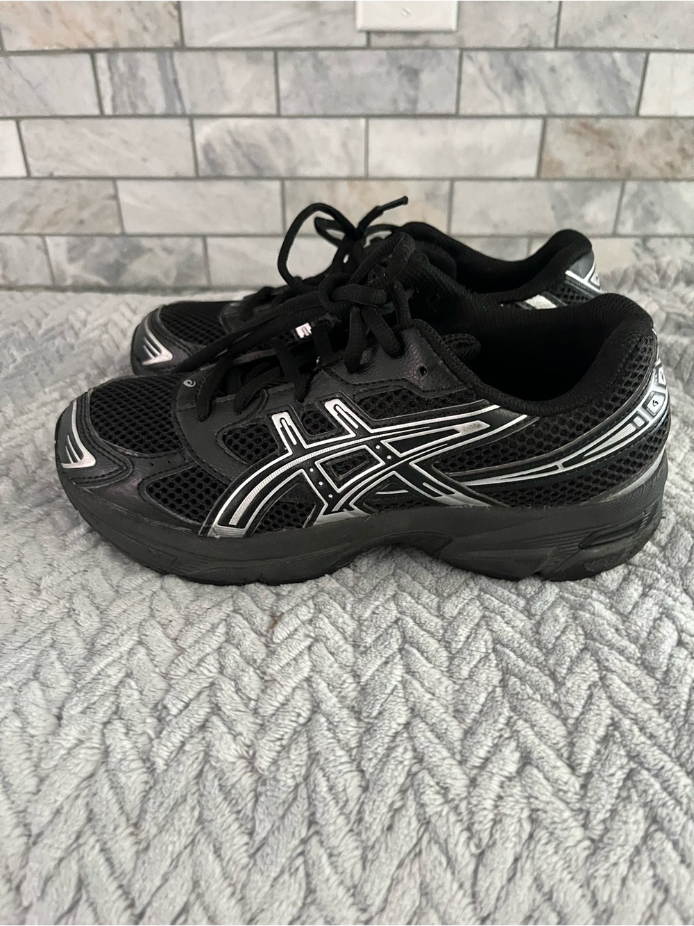 Asics Kids Black and White Sneakers